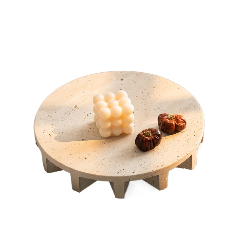 Wabi Sand Wind Yellow Travertine Fruit Plate Creative Japanese Dining Table Coffee Table Marble