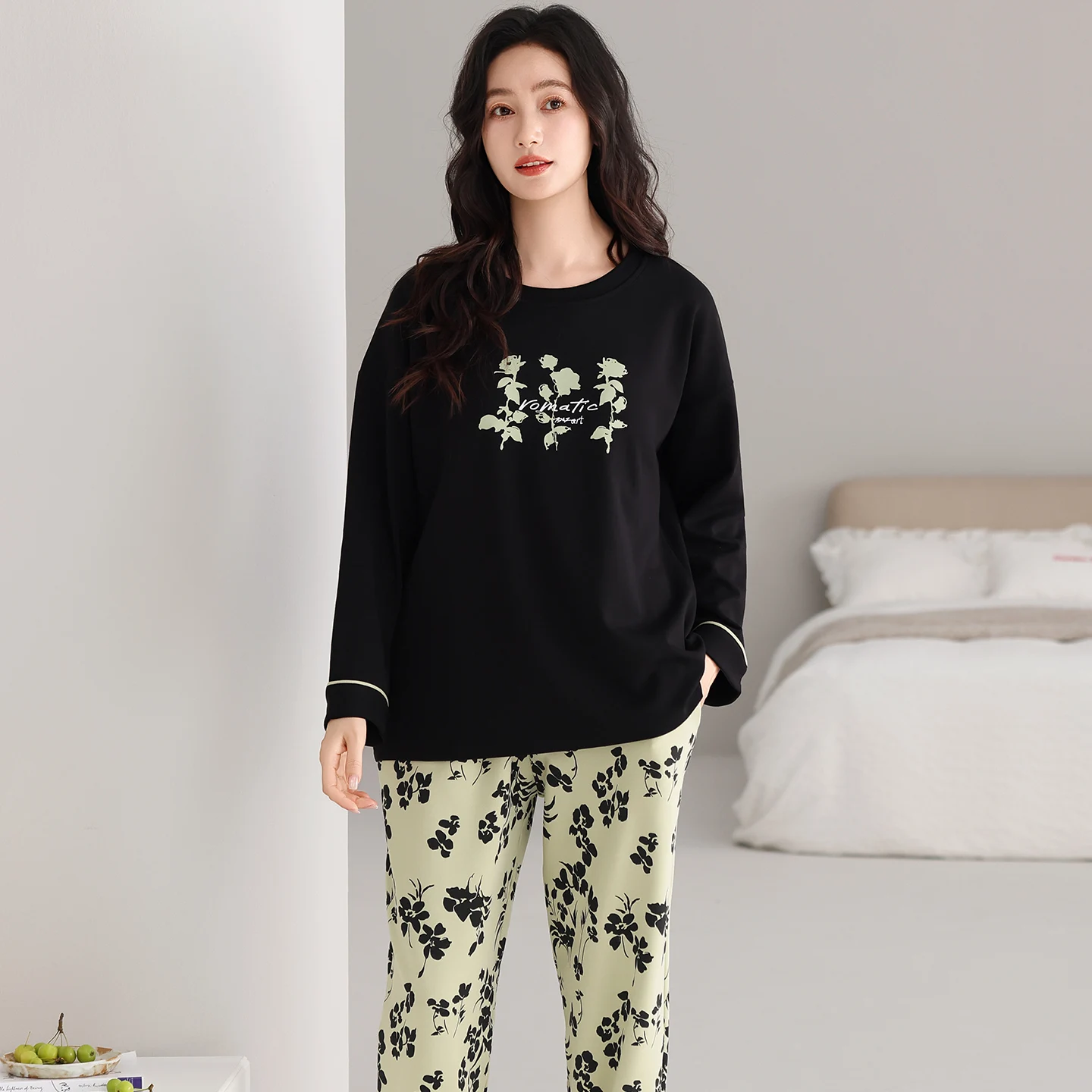 

Осенние пижамные комплекты из чистого хлопка, женская ночная рубашка, домашний костюм для отдыха, милые пижамы с длинными рукавами, большие ярды 5XL, женская одежда для сна