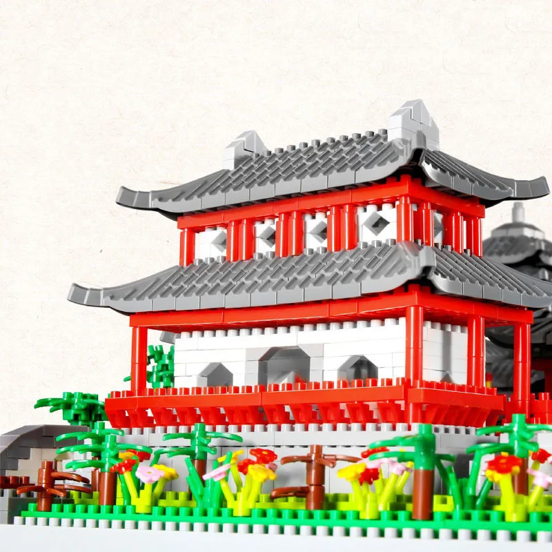 Suzhou Garden puzzle micro particle assembly type building block ethnic style building block toy