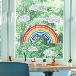 Regenbogenwolken Wandaufkleber, Sonnenlicht, schillernde Glasscheibenfenster, Heimdekoration 12 Hauptverkaufsaufkleber Arco Iris Fenster - №7