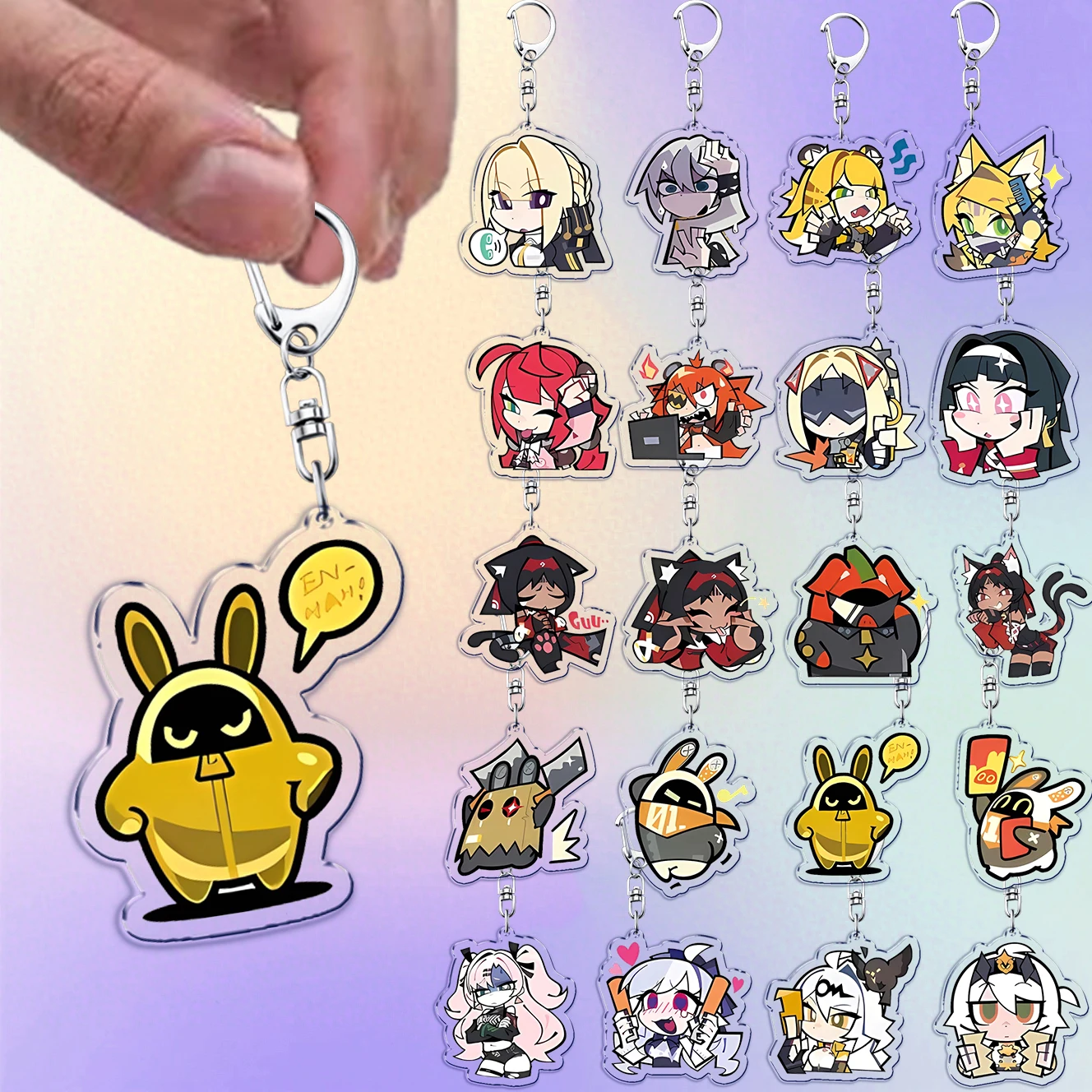 Game Zone Zero Anby Demara Keychains for Accessories Bag Billy Kid Bangboo Gentle House Zzz Cute Catoon Keyring Jewelry Gifts