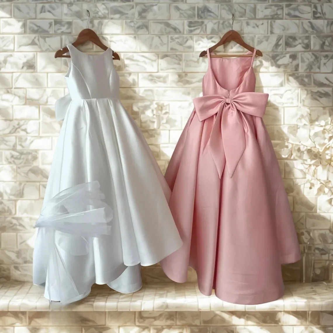 Custom Luxury Dress Women Wedding Guest Dress Flower Girl Wedding Gown Birthday Party Pageant Runway Ivory Bow Back Embroidery