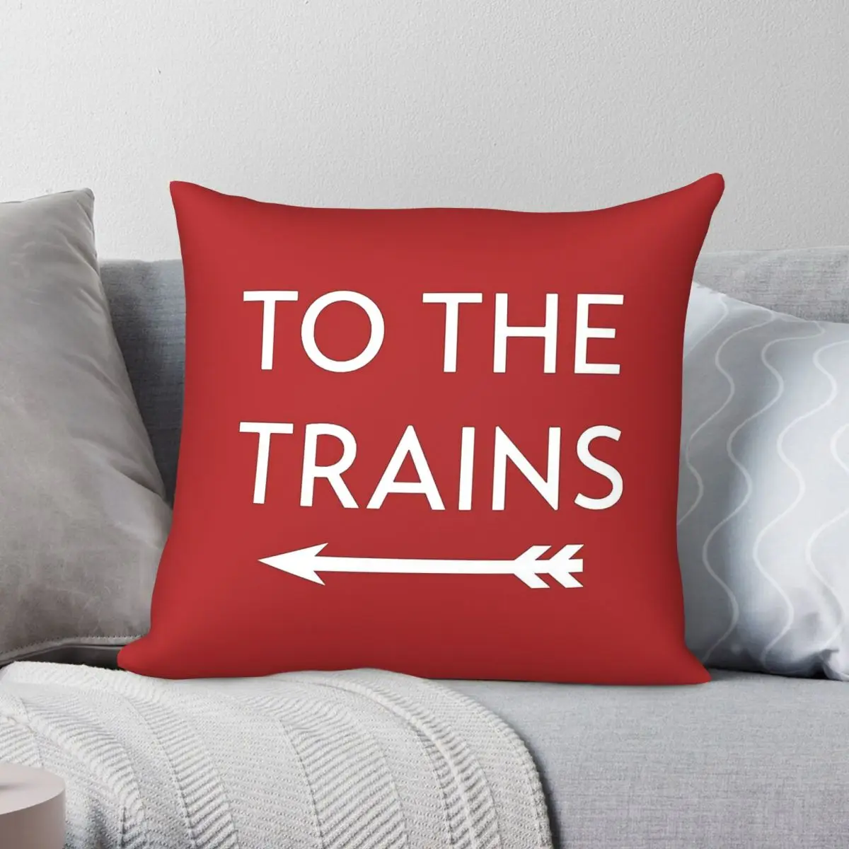 To The Trains Arrow Square Pillowcase Polyester Linen Velvet Creative Zip Decorative Sofa Cushion Cover Wholesale