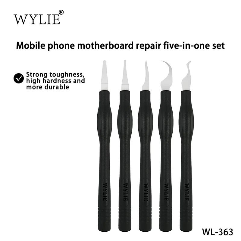 WL-363 5 in 1 One-Piece Shank Design Glue Removal Blade Tool Set Mobile Phone Motherboard IC Chip Pry Out Adhesive Cutting