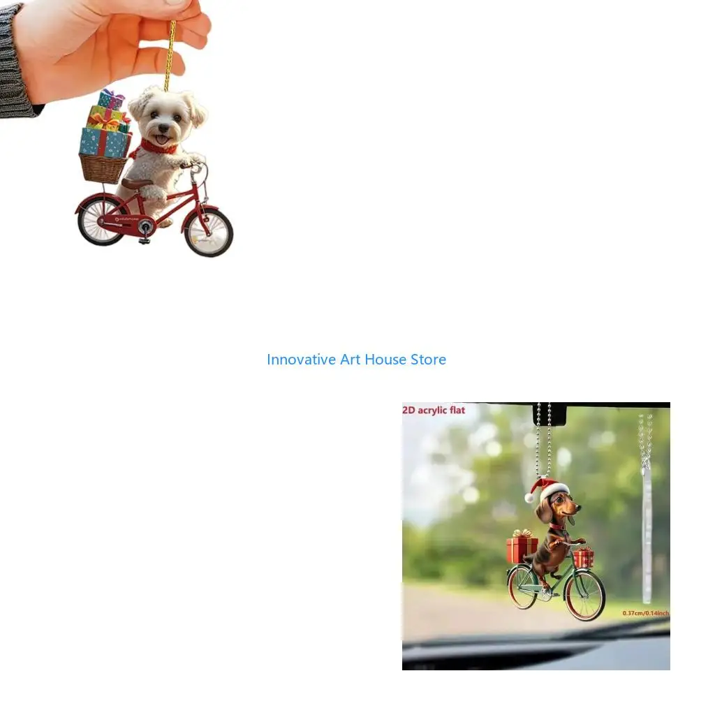 E1PC Car Hanging Ornament with Dog Cycle Theme for Holiday Mirror Accent