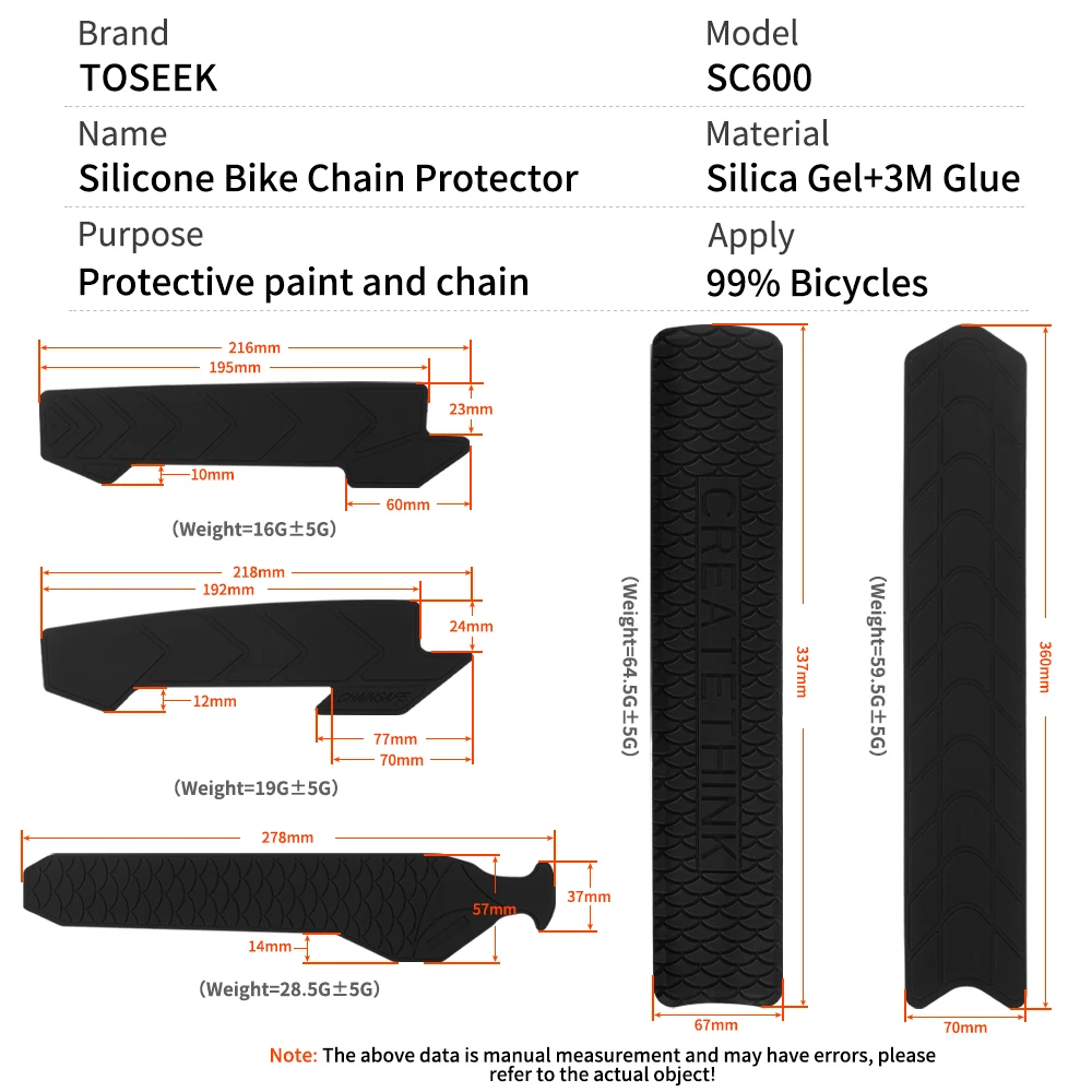 TOSEEK Bicycle Chain Sticker Scratch Protector MTB/Road Bicycle Anti Slip Sticker Protection Frame