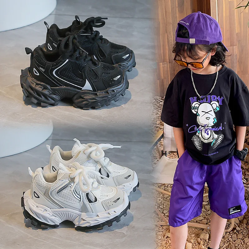 

Children's Dad Shoes Spring Autumn New Mesh Breathable Non-slip Girls Sports Shoes Boys Platform Casual Sneaker