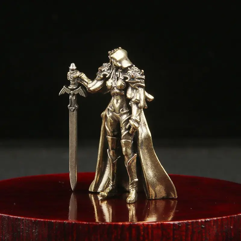 Copper Sword Soldier Ranger Miniature Model Night Elf Hunter Metal Sculpture Figurine Miniature Metal Chess Piece Ornament