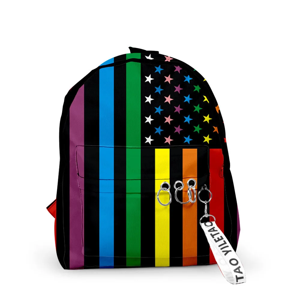 Hip Hop Youthful New LGBT Notebook School Bags Notebook Backpacks 3D Print Oxford Waterproof Key Chain Small Travel Bags