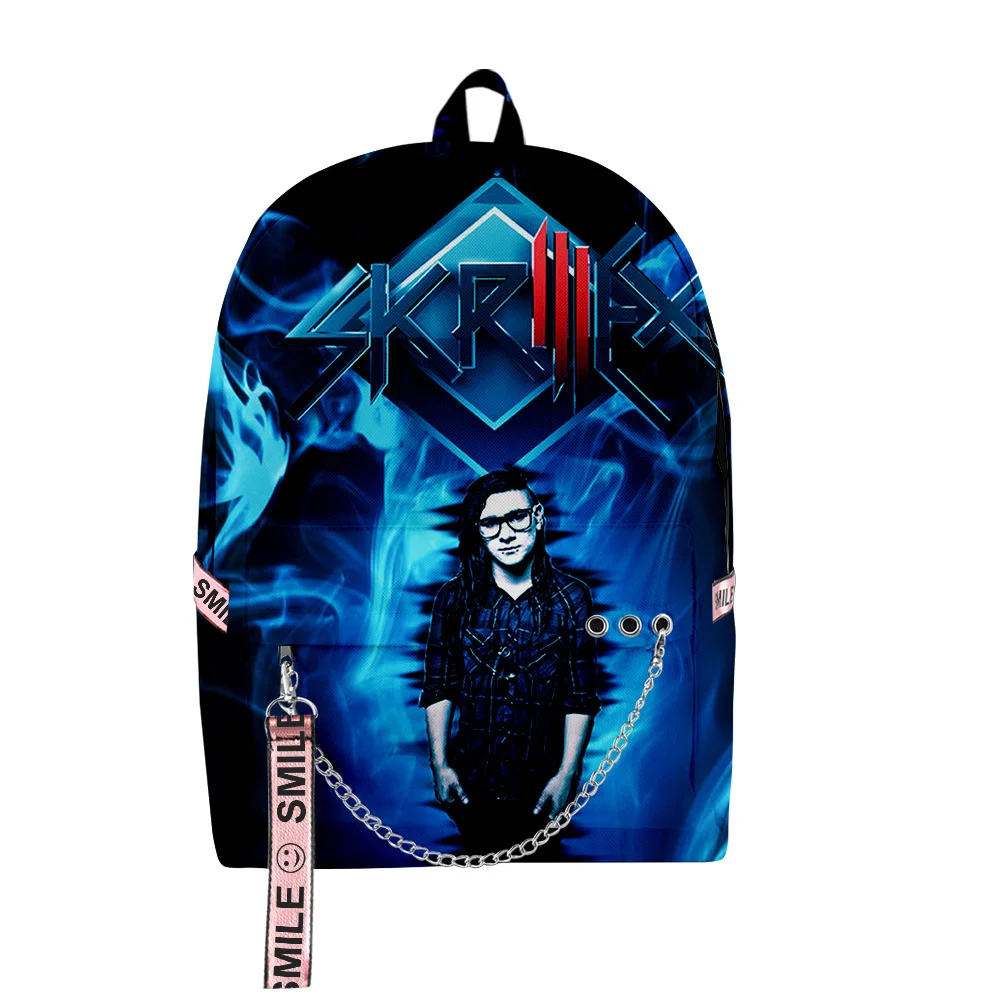 

Harajuku Popular Funny Skrillex DJ 3D Print Student School Bags Unisex Oxford Waterproof Notebook multifunction Travel Backpacks