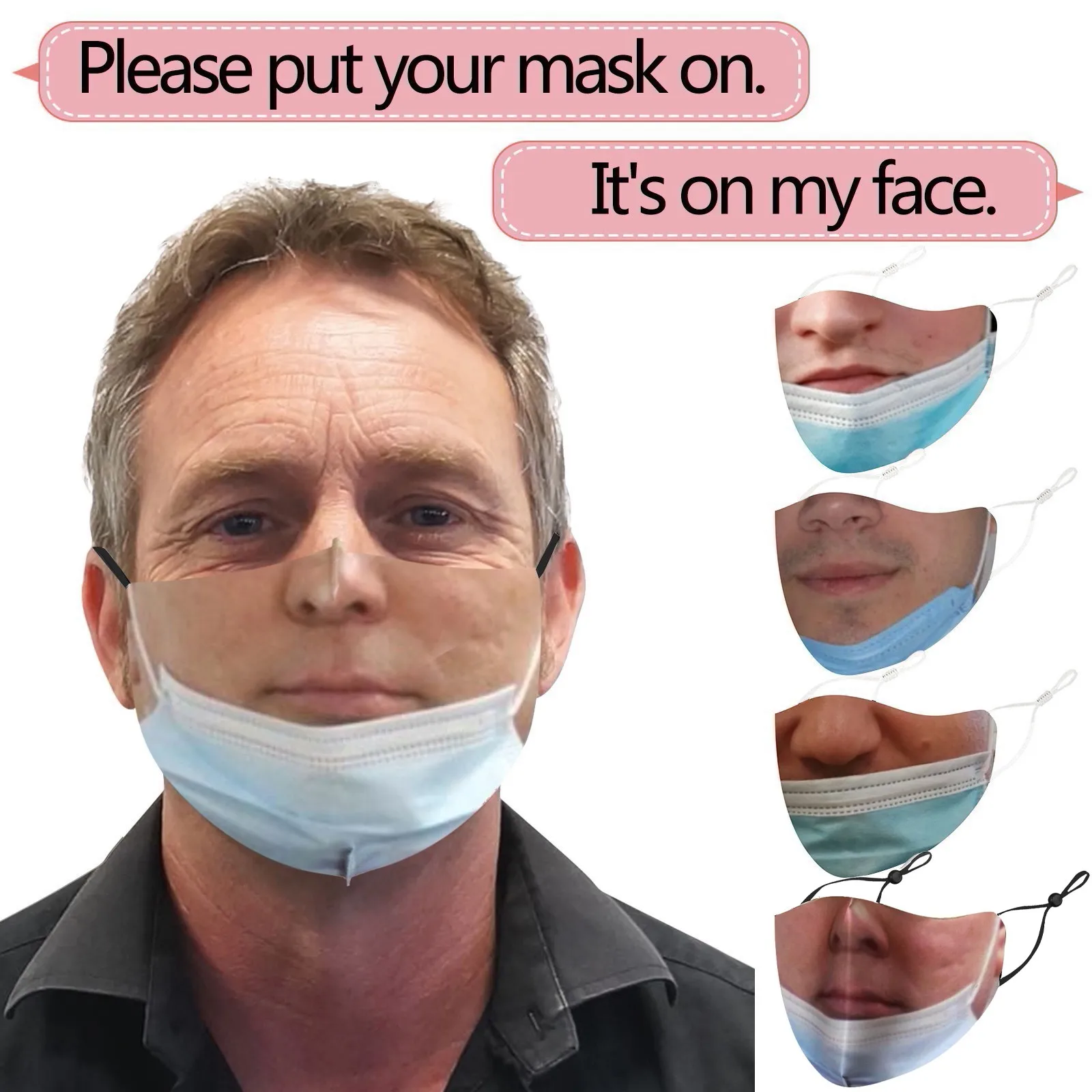 Funny Face Mask Trending Now Printed Covering Novelty Sticker Viral Meme Gift Decoration Funny Face Mask Trending Novelty T1