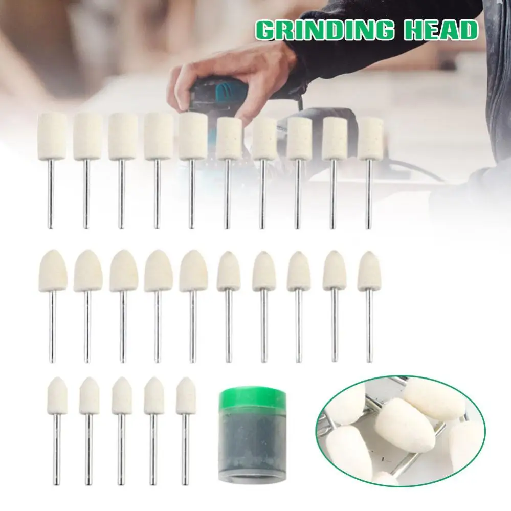 

10pcs/20pcs/25pcs Wool Felt Grinding Sanding Head Abrasive Buffing Wheel with Mandrel Polishing Wheels for Drils /Watch/Jewelry