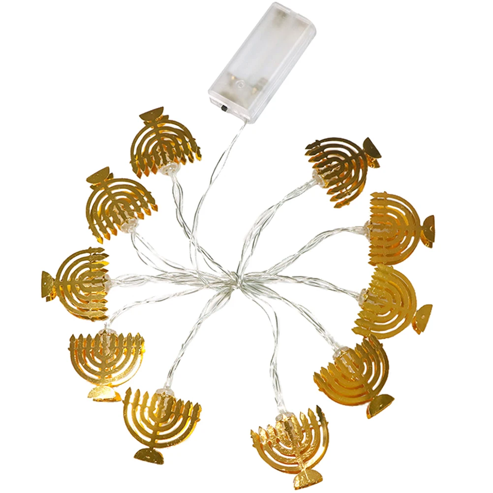 هانوكا حامل سلسلة أضواء تعمل بالطاقة الذهبية لزينة حفلات العطلات أضواء الجنية الداخلية لحفلات الزفاف