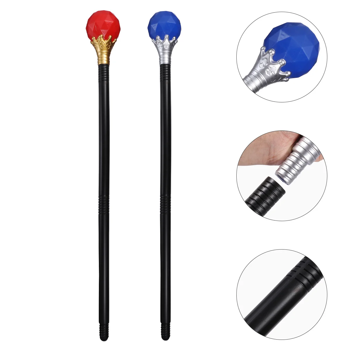 

2pcs Plastic Scepter Magical Round Head Wand Props For Halloween Cosplay Party Stage Performance King Queen Funny Scepters