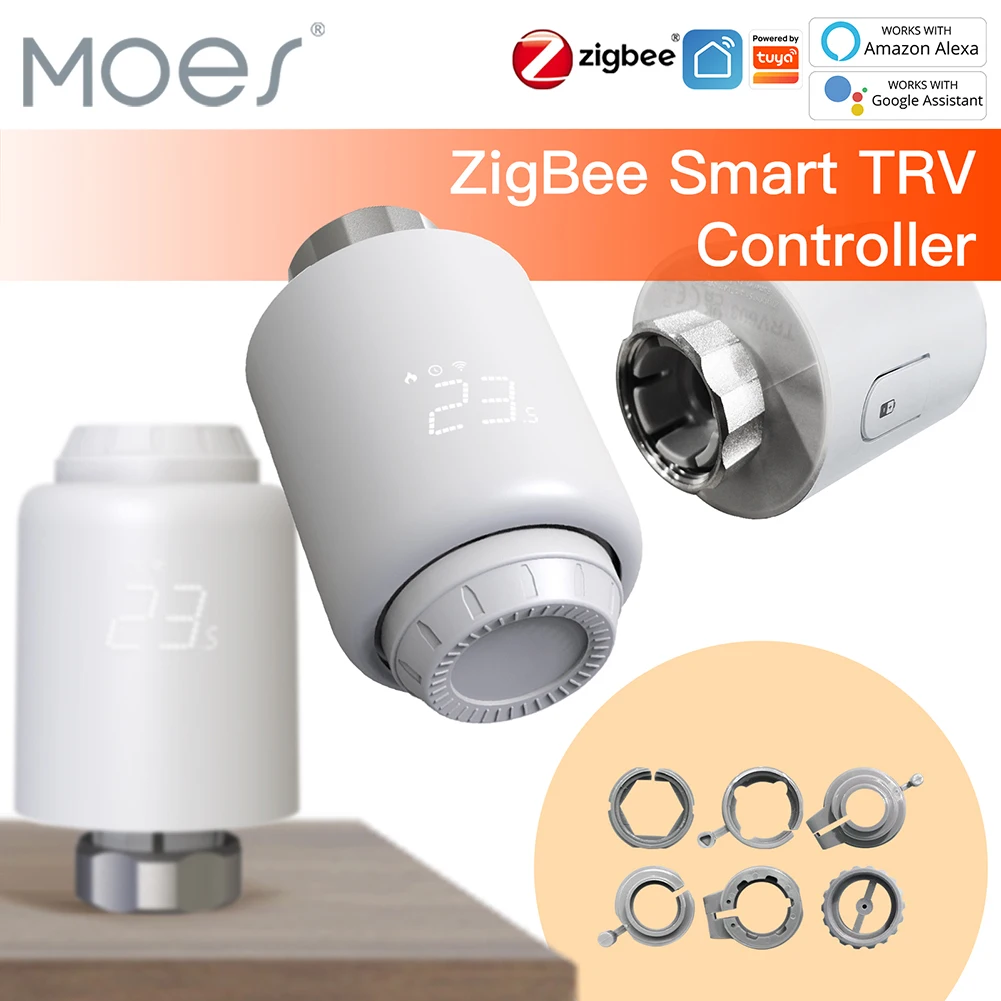 

MOES TRV Tuya ZigBee Thermostatic Radiator Valve SmartLife Wireless Remote Heating Temperature Controller Alexa Voice Control