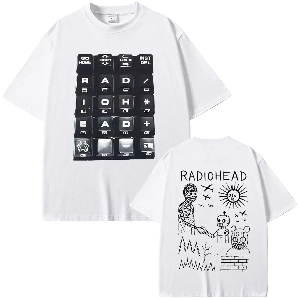 

Rock Band Radiohead 2025 Tour Merch T-shirt Men Women Fashion Cartoon Short Sleeve T-shirts Men's Casual Vintage Cotton T Shirts