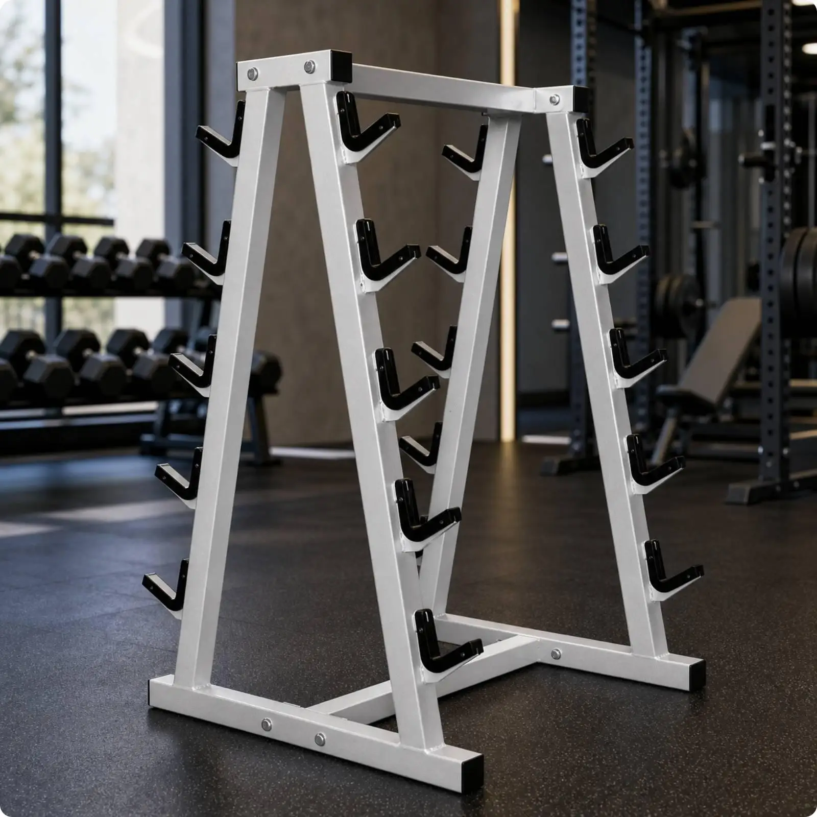 Fixed Barbell Rack Heavy Duty Cast Iron 10 Level Vertical Storage Stand for Home Gym Garage Clutter Free Organization