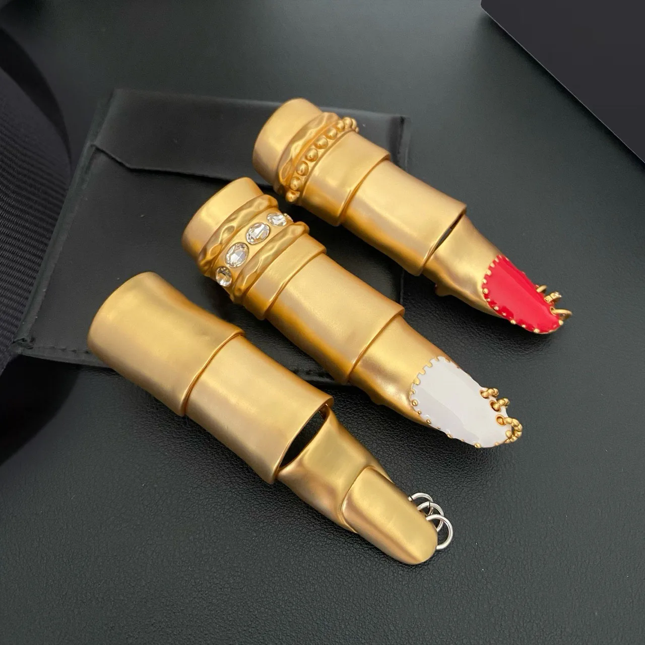 New Jewelry & Accessories Punk Style Exaggerated Painted Finger Metal Cover Opening Ring For Women's Parties & Gifts