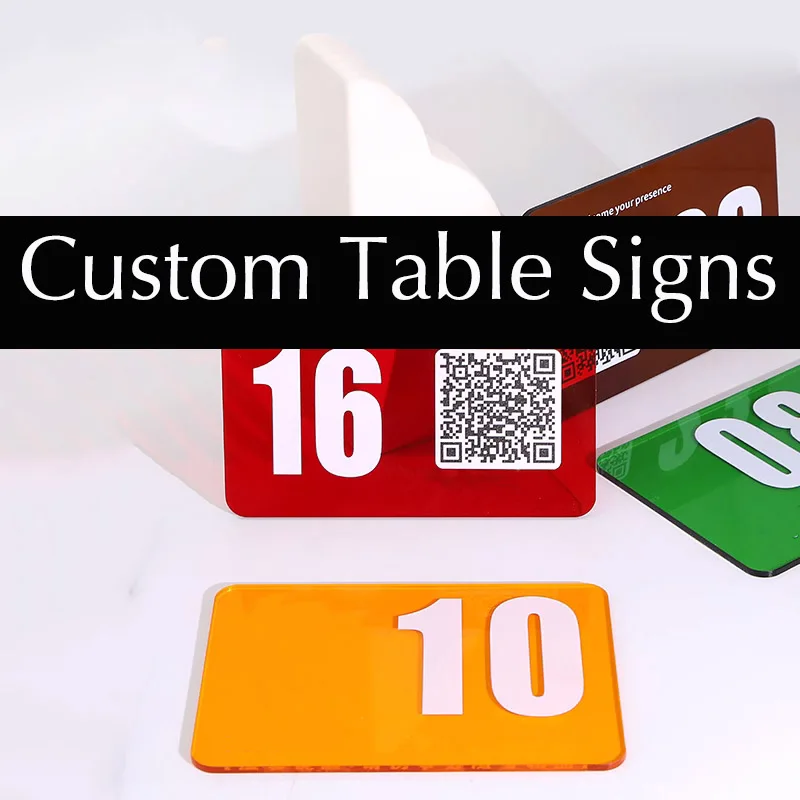 5/10Pcs Custom Acrylic Table Signs Desktop Scan Menu QR Code Self-adhesive Table Number Plates For Restaurant Hotel Cafe Bars