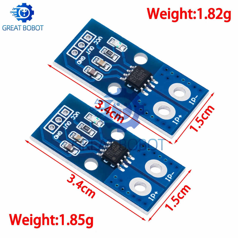 BS 1PCS 40A 50A 5V Hall Current Sensor Module ACS724 Model For Arduino Detection Board ACS724-LLCTR-40AB