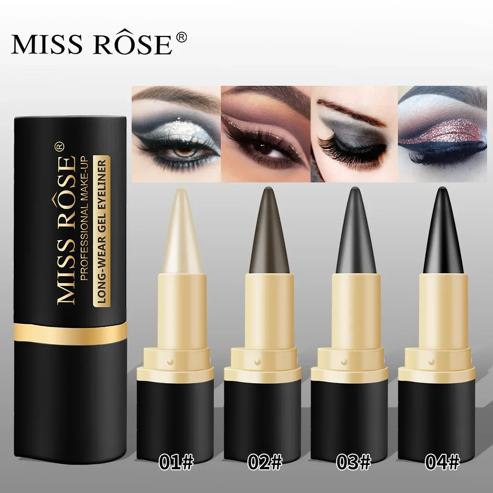 MISS ROSE 24HR Łatwy w noszeniu, długie rozmazywanie Wodoodporny eyeliner w żelu Makijaż Pełne łamanie Przeciąganie Eyeliner w sztyfcie Kosmetyczny