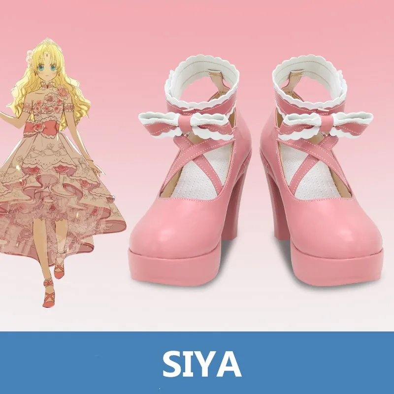 

Аниме Who Made Me a Princess Siya Косплей Розовые милые туфли ручной работы на высоком каблуке