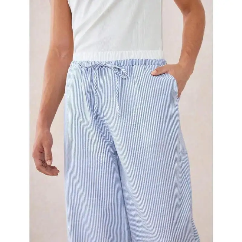 فضفاض سراويل تقليدية للرجال بنطلون عالي الخصر مستقيم الساق الكورية Sle محايد عالية الخصر مظلة الجندي السراويل مخطط #1