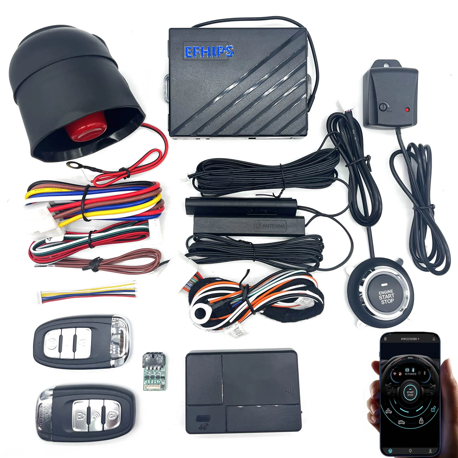 

EFHIPS GSM GPS smart remote engine starter start stop pke keyless entry car alarm alarms system