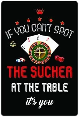 JP's Parcels Tin Signs Poker Wall Decor - Metal Sign for Man Cave Bar Card Game Room 12 x 8 in. If You Can't Spot The Su