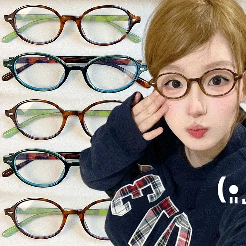 

Y2K Retro Oval Frame Anti-Blue Light Glasses Sweet Cool Girls Black White Eye Glasses Vintage Simple Women Plain Glasses Eyewear