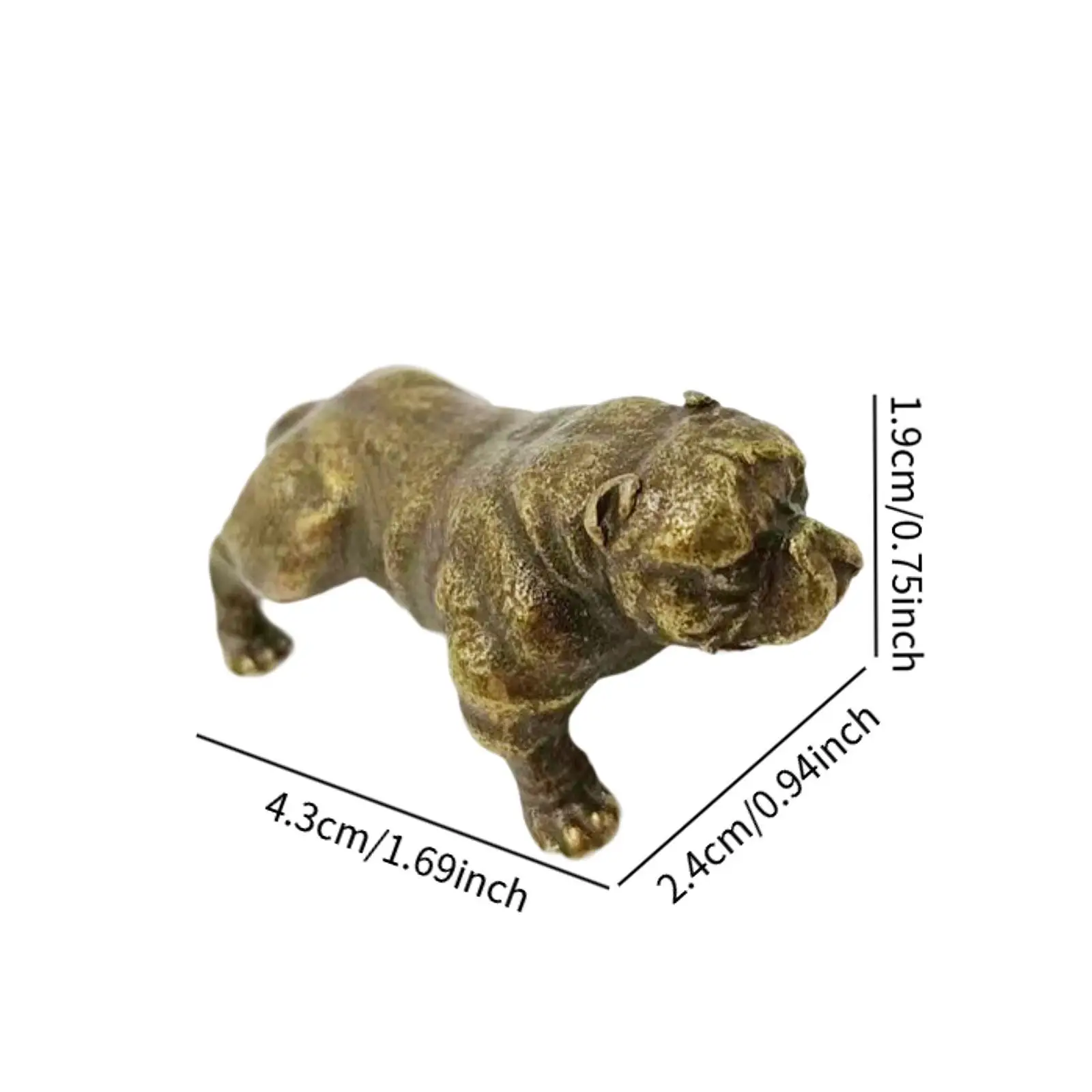 Retro Mini Copper Dog Statue Decor Animal Figurine for Desk Office Shelf Vintage Interior Ornament Gift