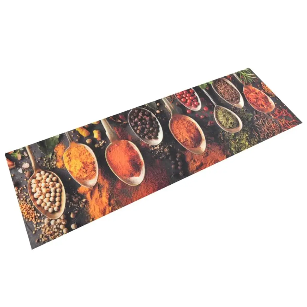 Washable Velvet Kitchen Rug - Spoon & Spices Design, 60x180 cm - Perfect for Home Décor