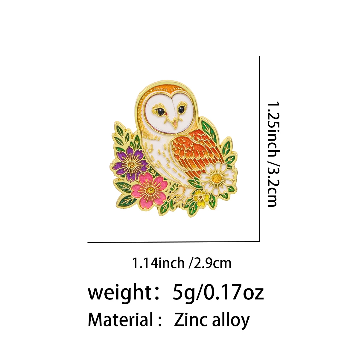 Tuxedo Lapel Pin - 5個セット 漫画風フクロウブローチセット 花柄鳥 ソフトエナメルピン バッジ ラペルピン