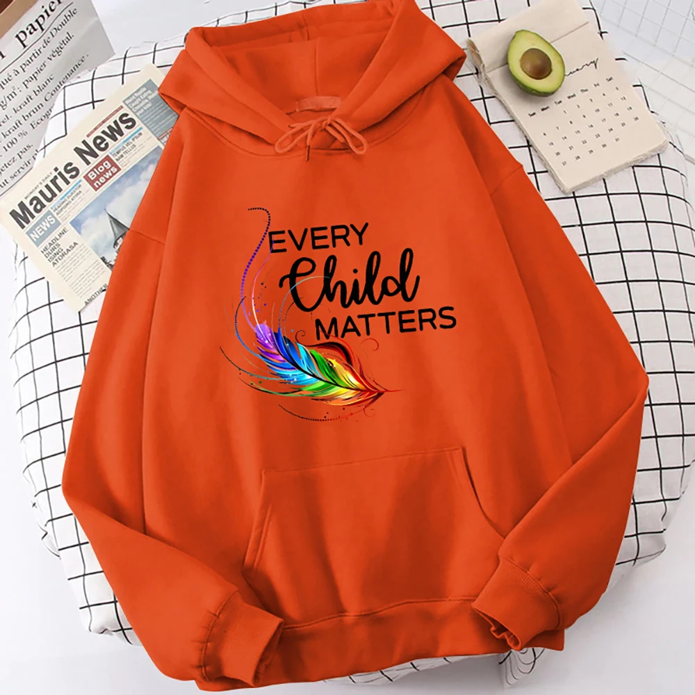 

Women'S Winter Autumn Fashion Hooded Casual Every Child Matters Orange Shirt Day Letter Printed Long Sleeve Hoody Hoodies