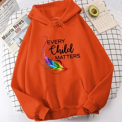 Women'S Winter Autumn Fashion Hooded Casual Every Child Matters Orange Shirt Day Letter Printed Long Sleeve Hoody Hoodies