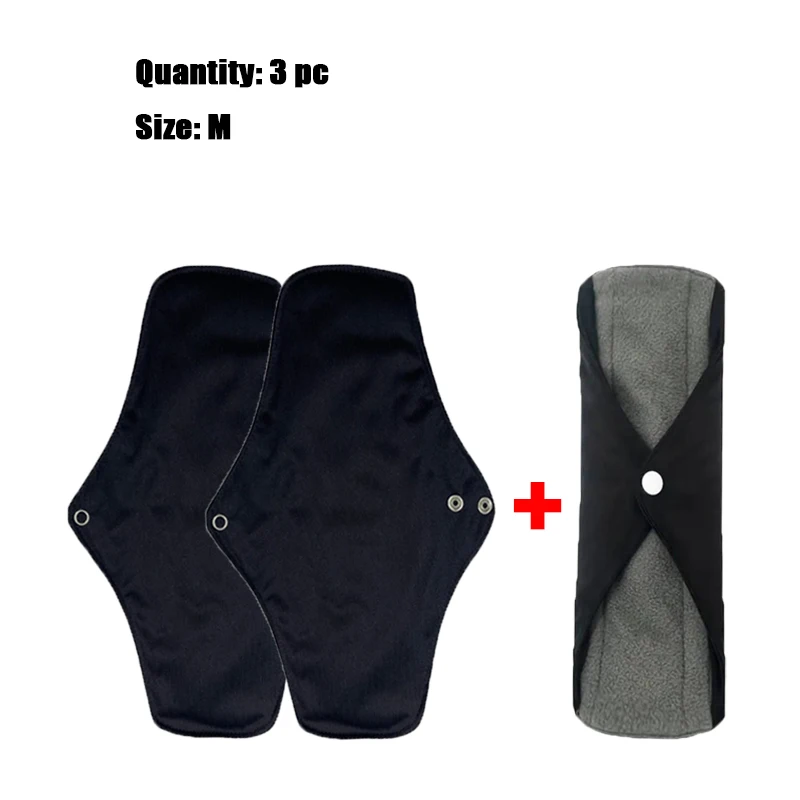 

3pc Reusable Menstrual Pads Female Breathable Heavy Flow Bamboo Charcoal Washable Sanitary Napkins Women cloth sanitary napkin