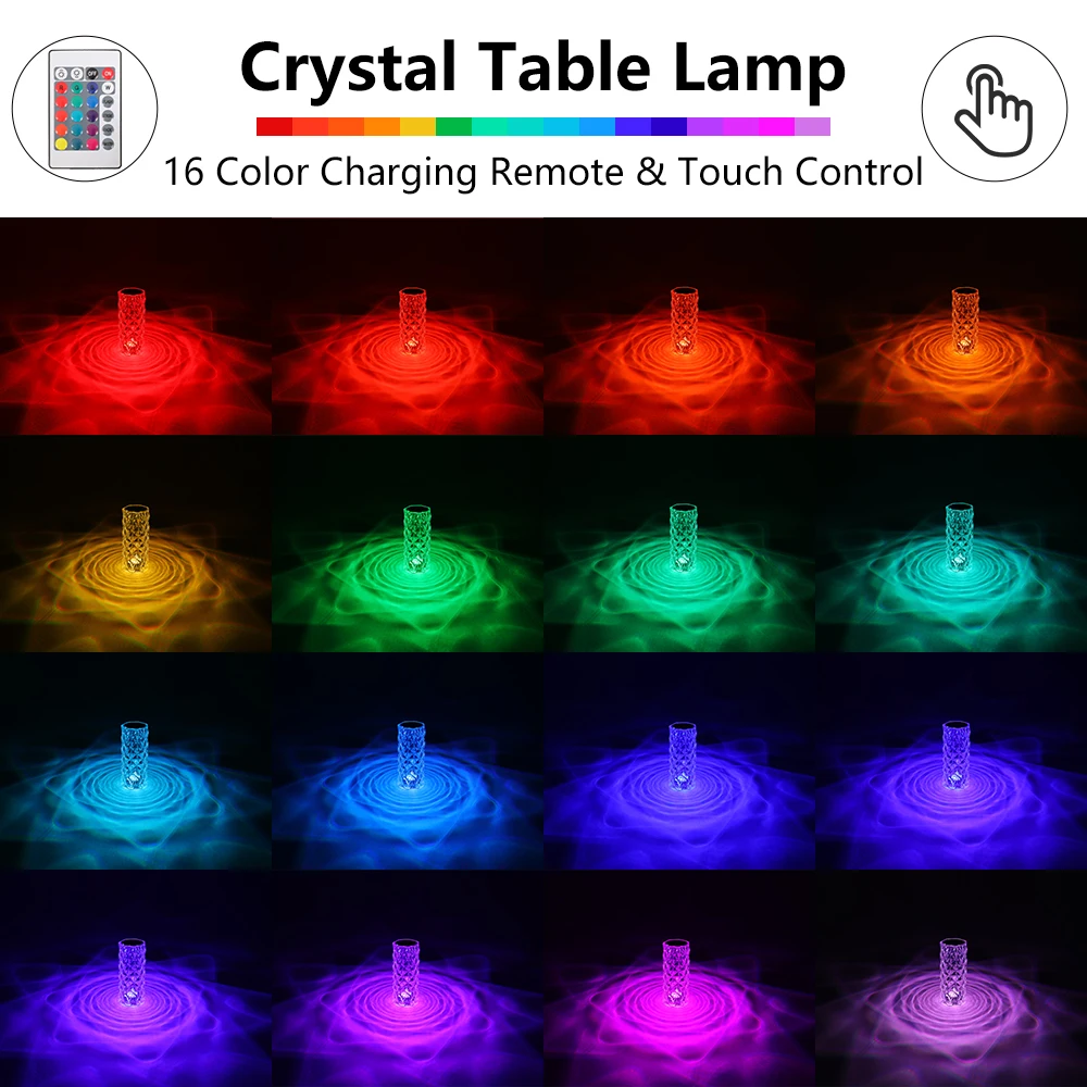 La luce di cristallo touch che cambia colore 16RGB può essere utilizzata per le luci a LED della camera da letto decorazione natalizia soggiorno camera da letto bar ambientale