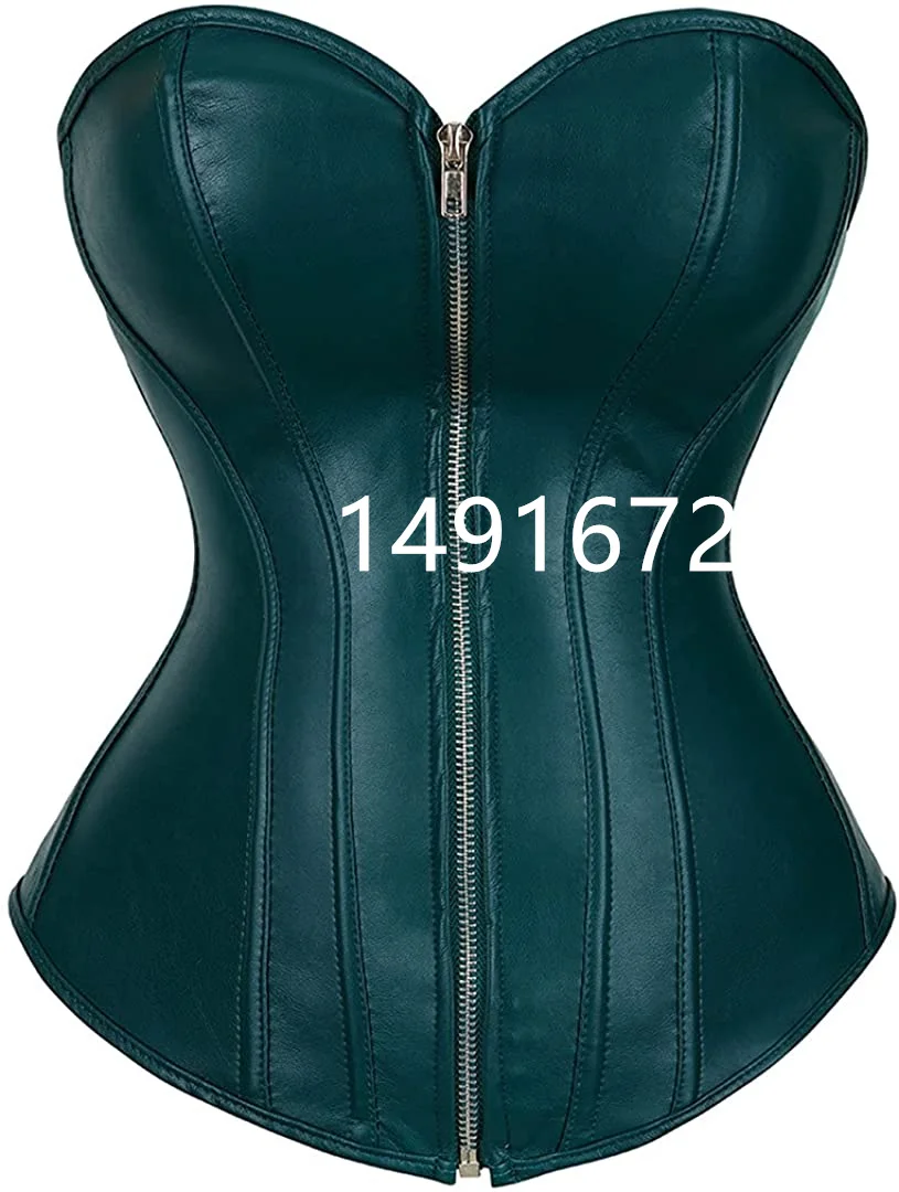 Corset de couro sapubonva rendas acima do zíper brilhante espartilhos bustier overbust burlesque trajes corpo shaper sexy feminino mais tamanho preto