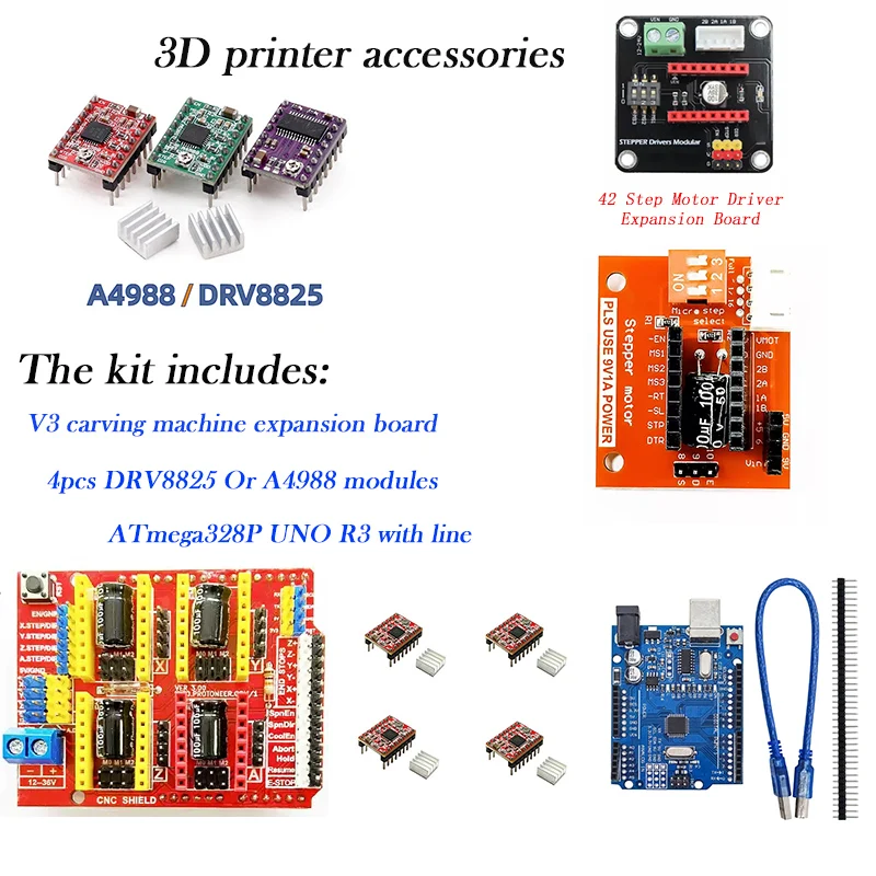 SKR V1.3 1.4 GTR V1.0 RAMPS 1.4 1.6 MKS GEN V1.4 board 3D Printer Parts A4988 DRV8825 Stepper Motor Driver With Heat sink