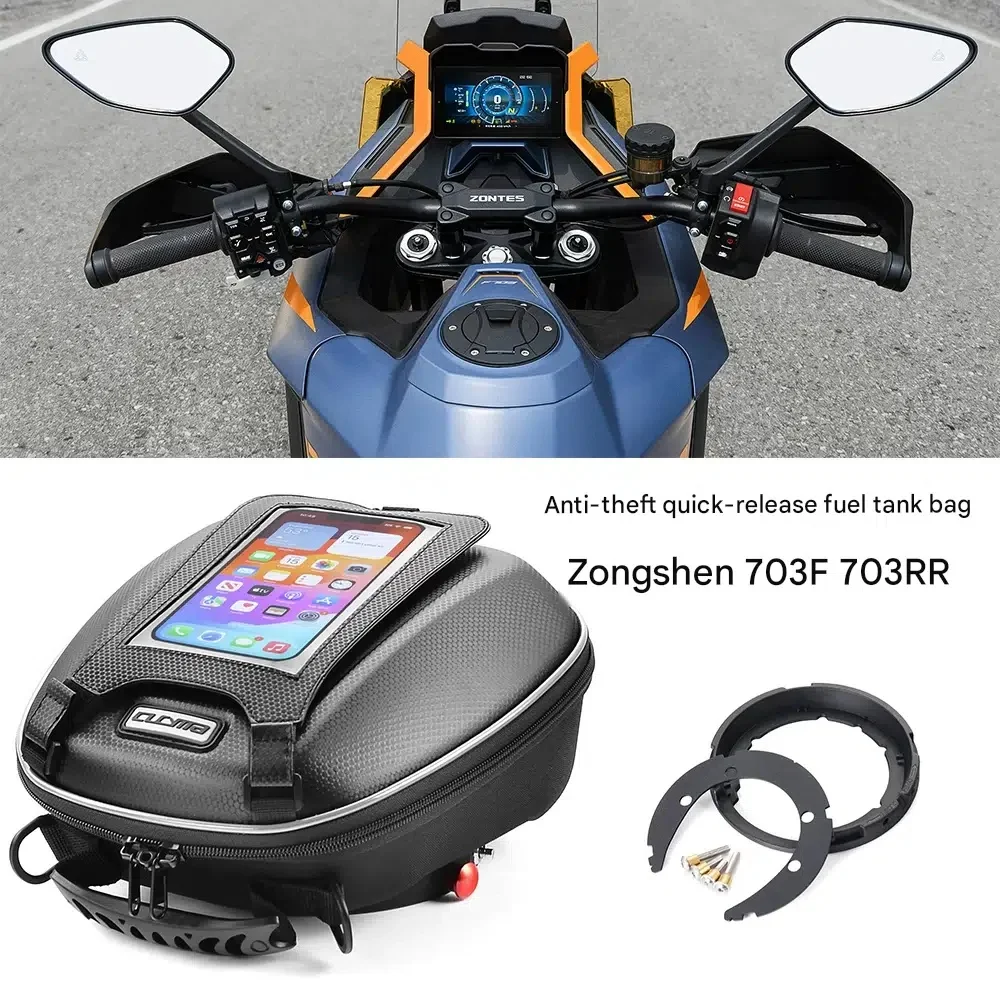 Motorcycle quick-release fuel tank bag, motorcycle luggage backpack with quick-lock fuel tank bag suitable for ZONTES 703F 703RR
