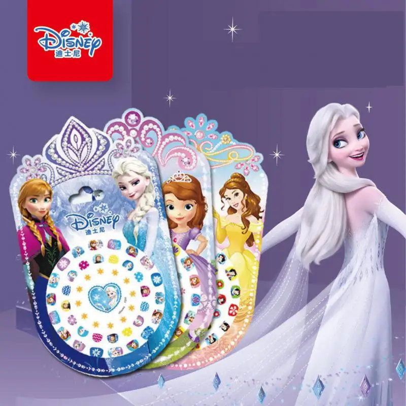 Random 1Pcs Disney Cartoon Frozen Princess Snow White Makeup Nail Stickers Minnie Mickey Mermaid Stitch Stickers Toy