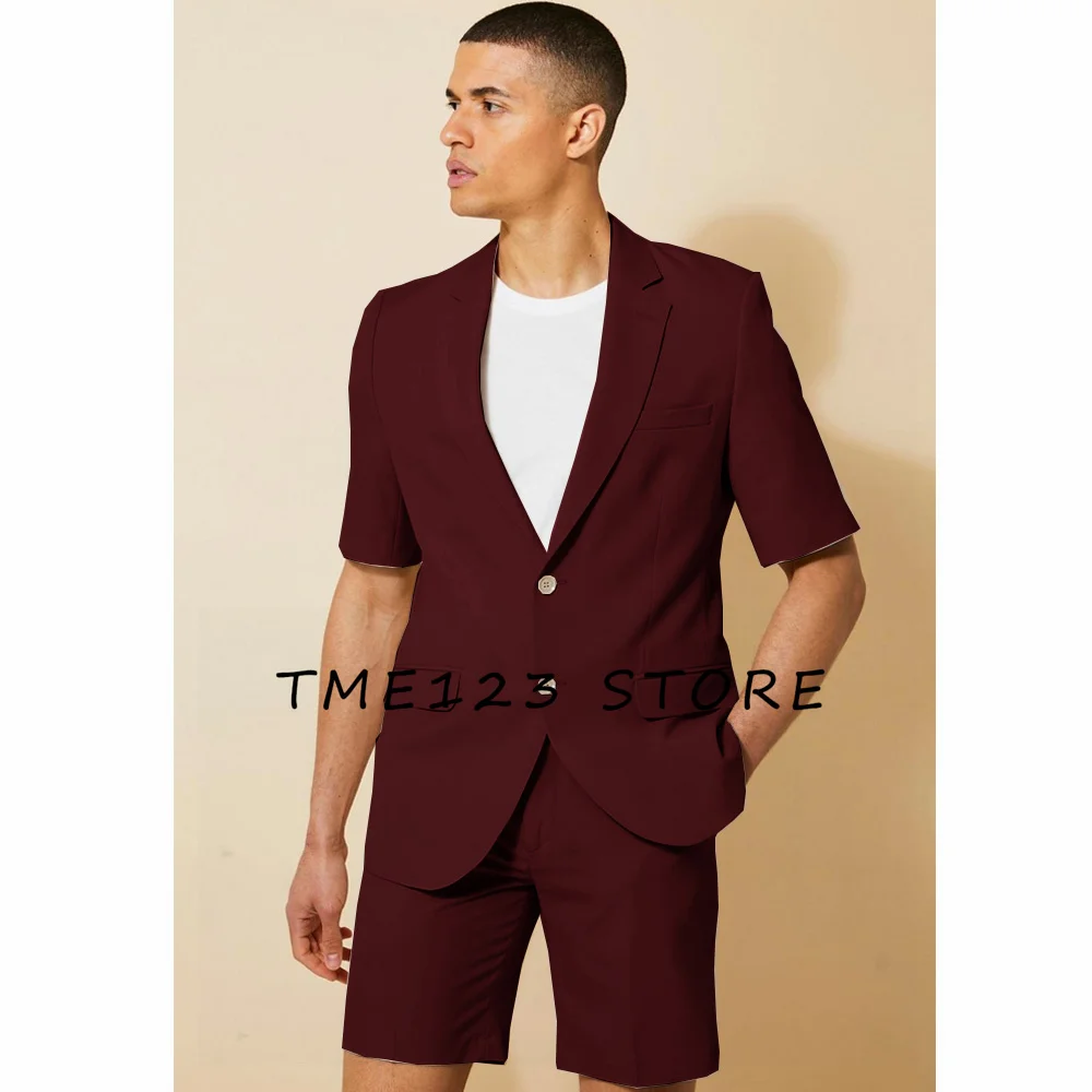 Tailored Made Champagne Mens Suits Short Pants Summer Beach Groom Suit Casual Business Wedding Best Man Blazer