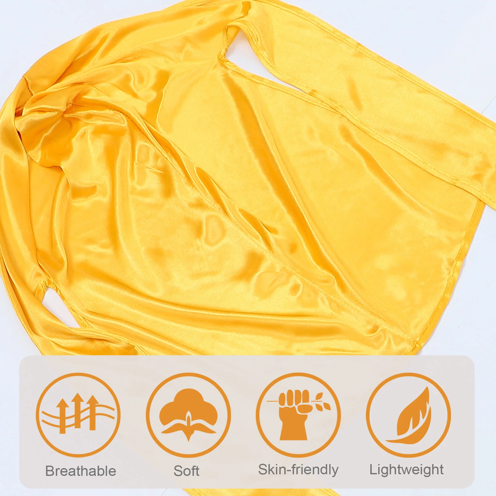 

7pcs Wide Strap Silky Durag Long Tail Wrap Hat Breathable Silk Fabric Hair Scarf For Women Men Cycling Headwear