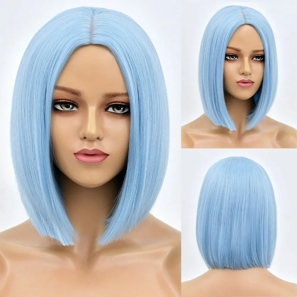 Peluca de fiesta de Cosplay para mujer, pelo corto, Bob, Rubio Natural, diario, 8 colores