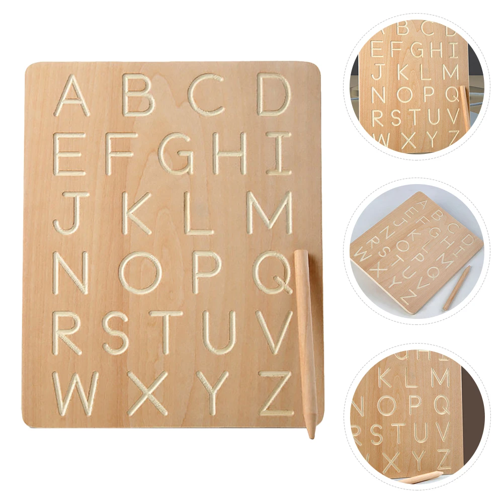 

Alphabet Tracing Board Writing Plaything Cognitive Toys Kids Educational Playthings Smooth Wood Safe Baby Skin