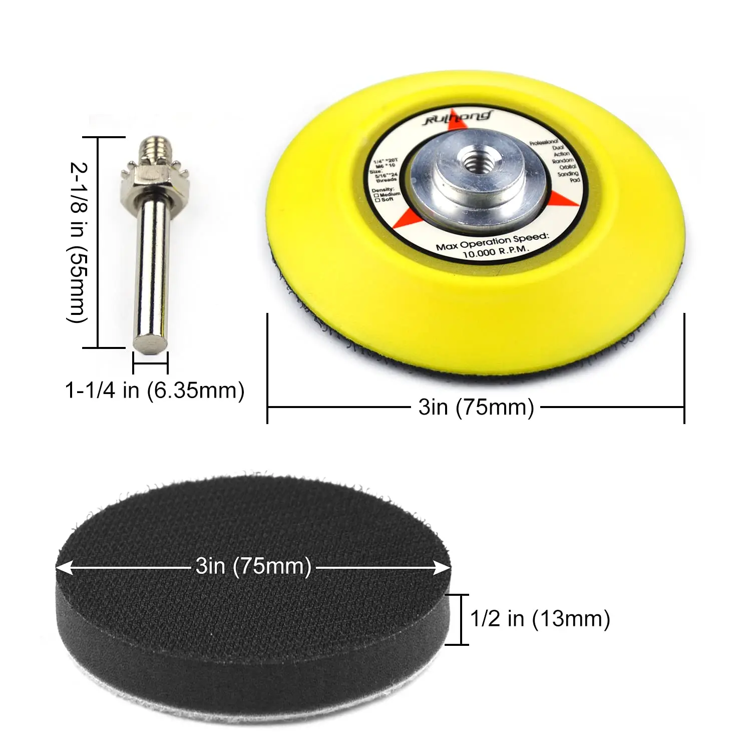 100Pcs 3 Inch 75mm Sanding Discs Wet Dry Hook & Loop Sandpaper 1/4 \'\' Shank Sanding Pad Foam Buffing Pads Automotive Polishing