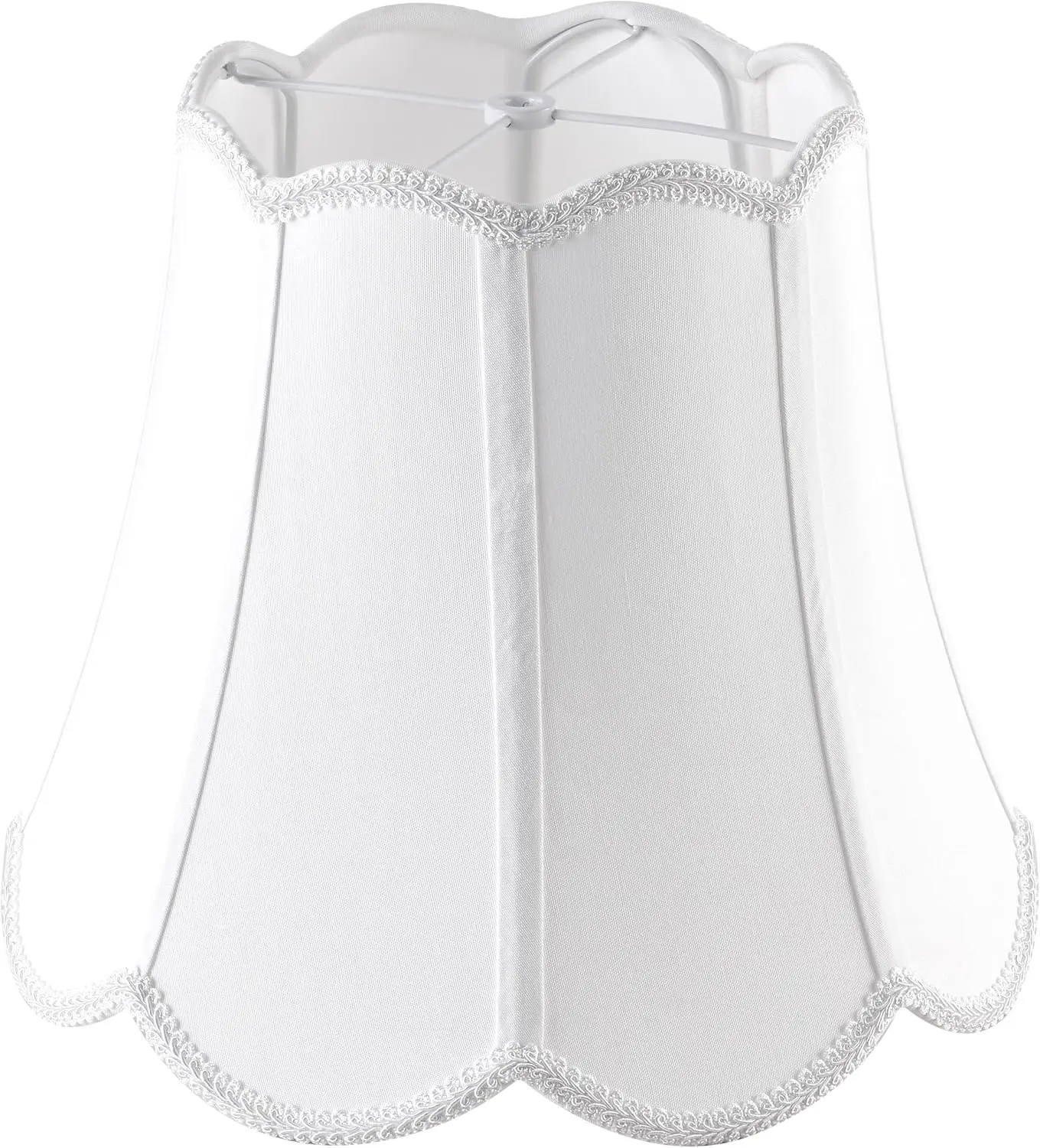 

GOSO Off White Wavy Scalloped Lamp Shade Medium Floral Elegant Fabric Shade,8" ×13" ×11" Spider Modern Lampshade for T