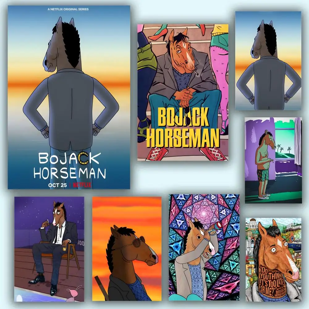 Lustiges BoJack H-Horsemans-Poster, HD-Anime-Poster mit heißem Thema für Sänger/OST/Film, wasserfest, selbstklebende Heimdekoration