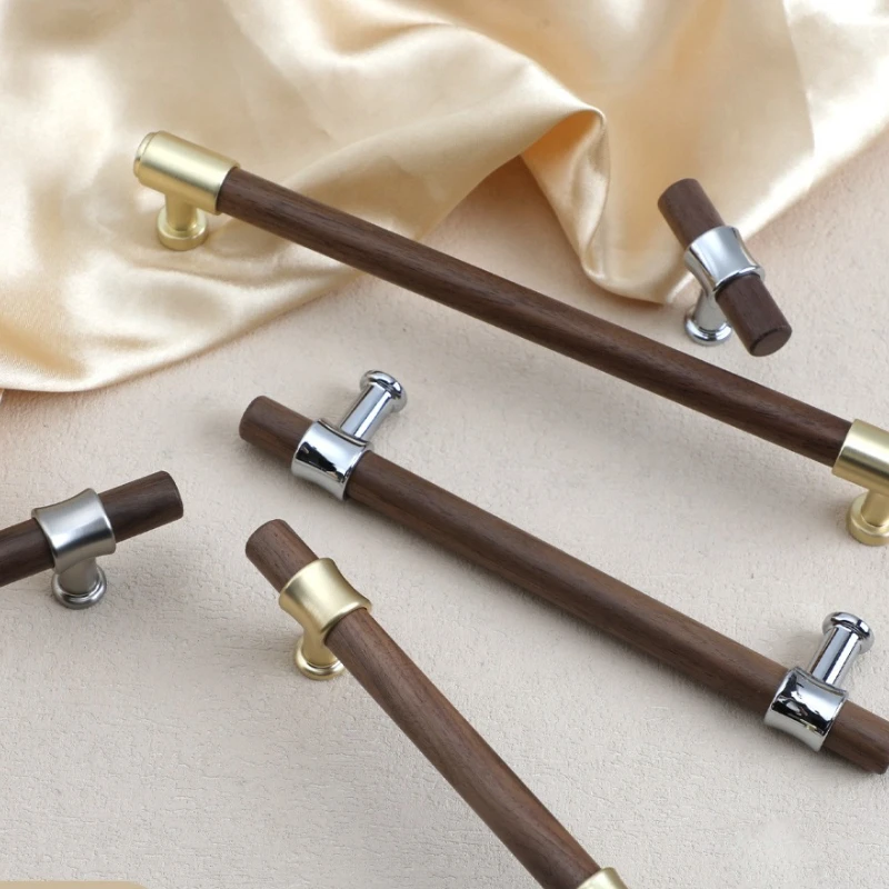 New Chinese Style Solid Wood Cabinet Handle Drawer Wine Cabinet Wardrobe Handle Creative Wooden Shoe Cabinet Handle