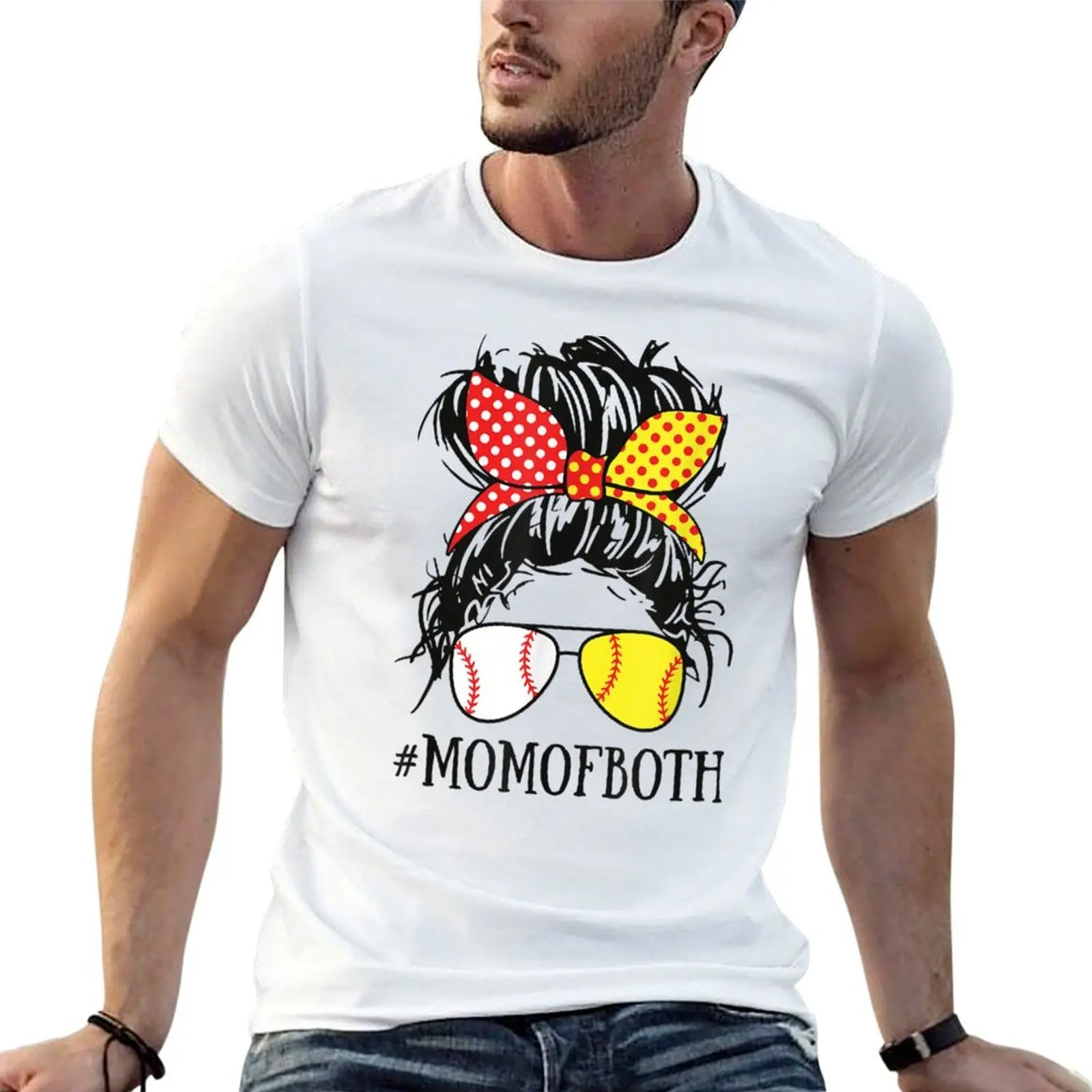 Funny Mom of Both Baseball Mom Softball T-Shirt fashion shirts shirts graphic tees black t-shirts for men